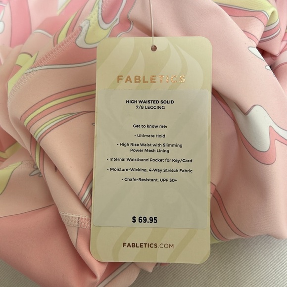 FABLETICS WOMENS HIGH WAISTED SOLID 7/8 LEGGINGS PINK NEW SIZE M - Picture 6 of 7